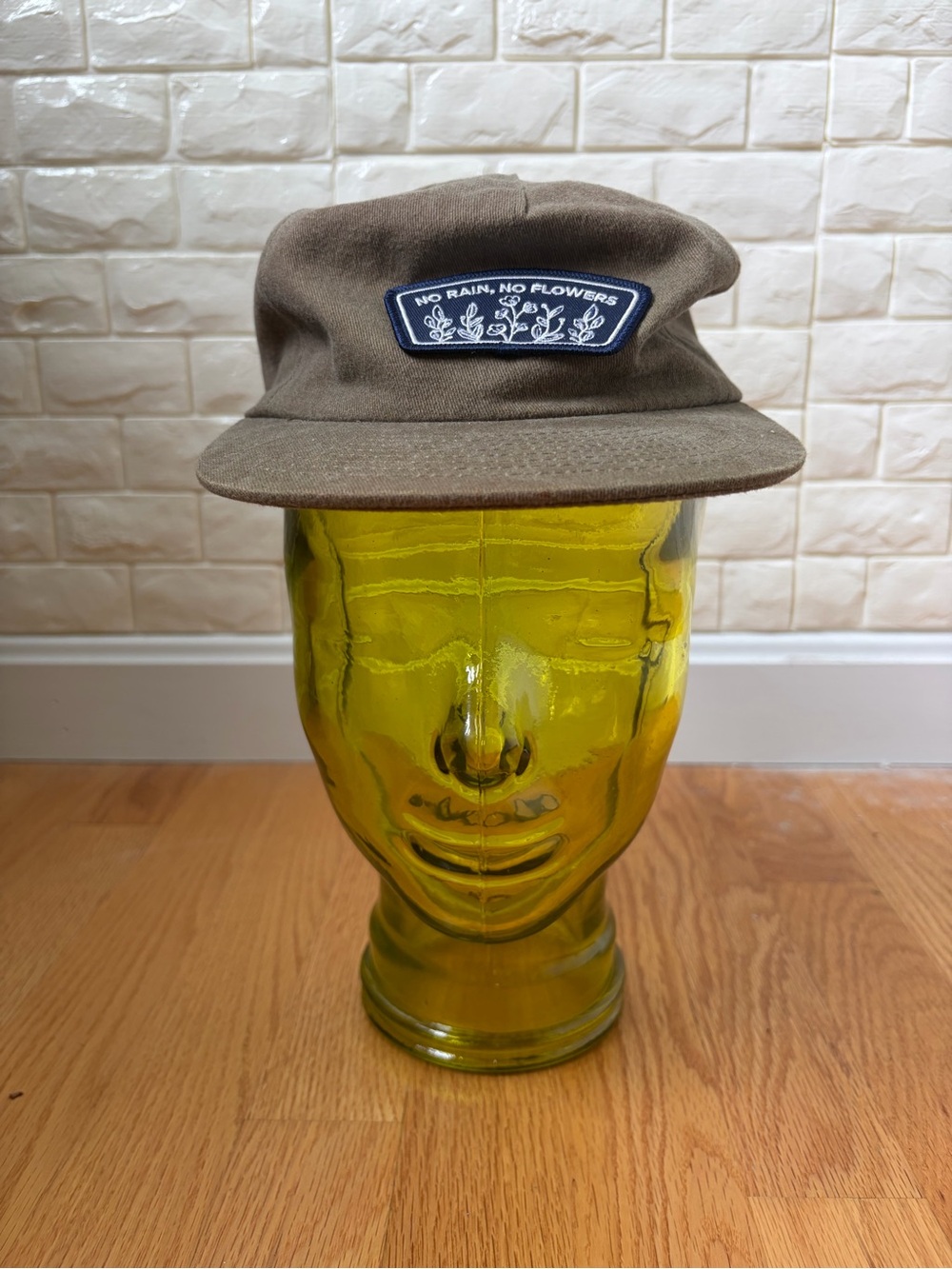 No Rain, No Flowers Olive Green Patch Cap